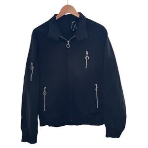 Raf Simons x Fred Perry Black Cotton Zip Jacket Small Rare Collab Laurel Zippers